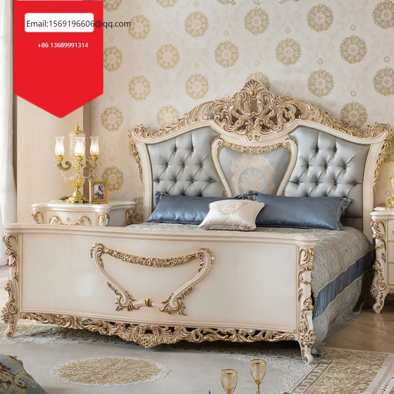 

Кровать из массива дерева в европейском стиле на заказ роскошная двуспальная Свадебная кровать во французском стиле большая мебель для спальни