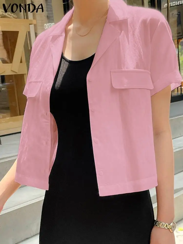 Summer Cardigan VONDA Women Fashion Blouses Short Sleeve Buttons 2023 Casual Loose Solid Color Shirts Lapel Tunic Tops Blusas
Summer Cardigan VONDA Women Fashion Blouses Short Sleeve Buttons 2023 Casual Loose Solid Color Shirts Lapel Tunic Tops Blusas
