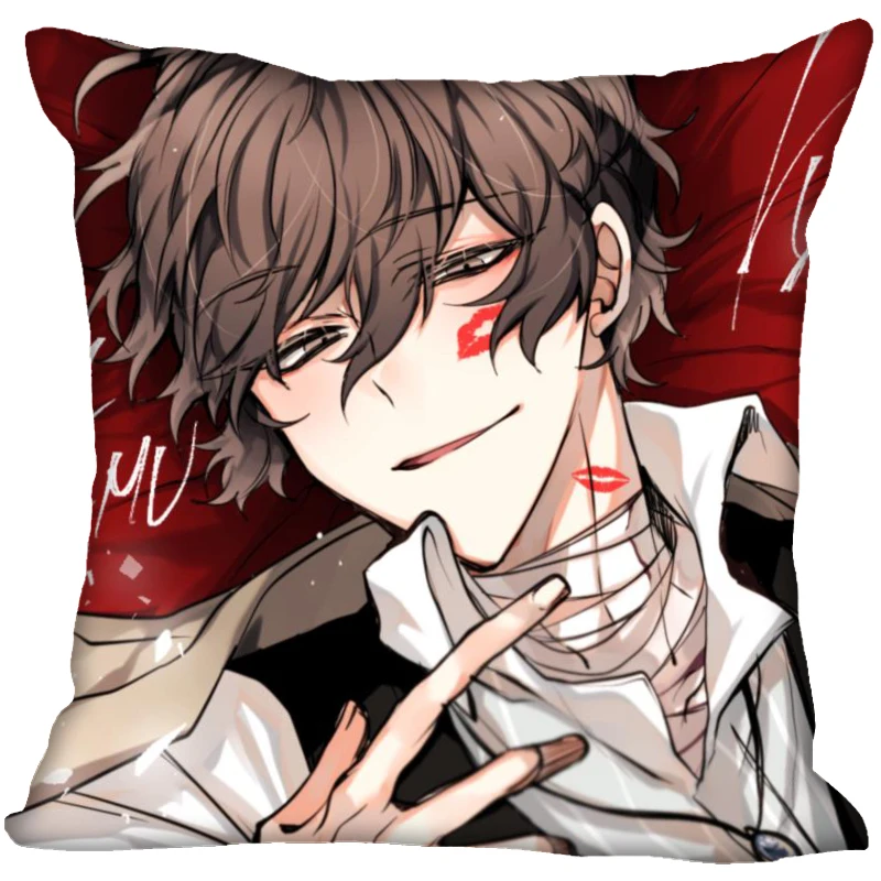 

Osamu Dazai Bungou Stray Dogs Pillow Case For Home Decorative Pillows Cover Invisible Zippered Throw PillowCases 40X40,45X45cm