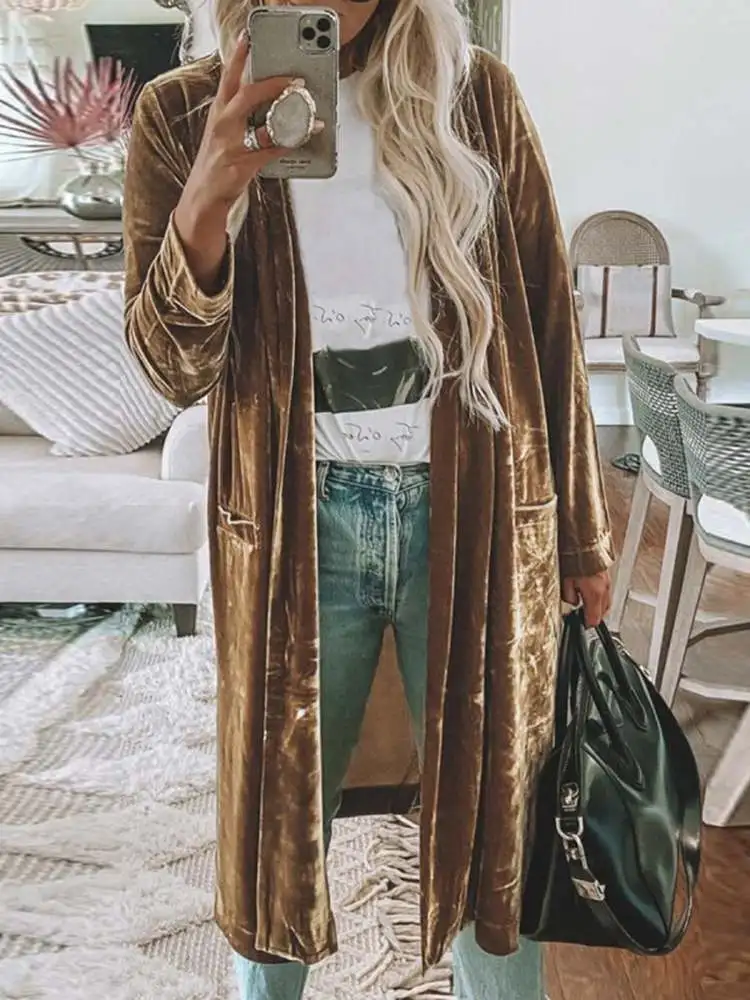 Lady Vintage Long Blouse Oversize ZANZEA Fashion Solid Velvets Tops Women Spring Open Front Shirt 2022 Casual Full Sleeve Blusas
Lady Vintage Long Blouse Oversize ZANZEA Fashion Solid Velvets Tops Women Spring Open Front Shirt 2022 Casual Full Sleeve Blusas