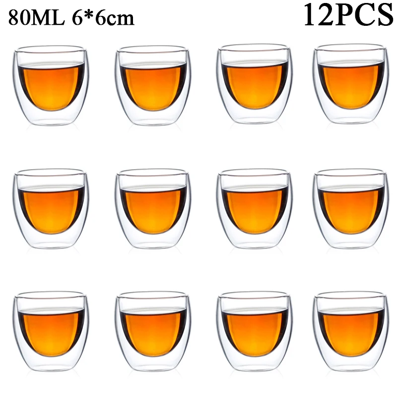 80ML 2-12PCS Double Wall Glass Kung Fu Tea Cup Transparent Coffee Milk Water Mug High Borosilicate Glass Drinkware Tea Set Gift
80ML 2-12PCS Double Wall Glass Kung Fu Tea Cup Transparent Coffee Milk Water Mug High Borosilicate Glass Drinkware Tea Set Gift