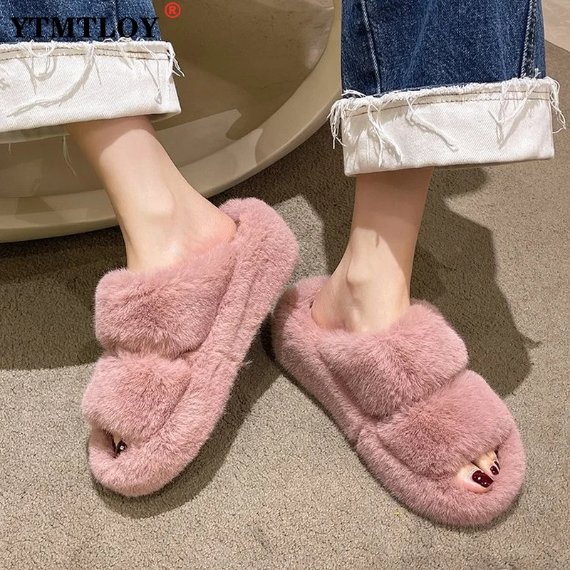 Winter Indoor Women Fur Slippers Soft Fluffy Plush Platform Flats Slides Luxury Designer Brand Slippers Shoes Zapatos De Mujer
Winter Indoor Women Fur Slippers Soft Fluffy Plush Platform Flats Slides Luxury Designer Brand Slippers Shoes Zapatos De Mujer