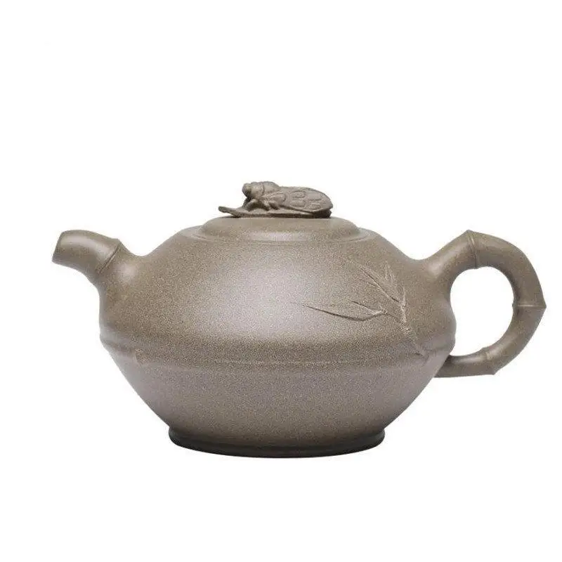 

230ml Yixing Purple Clay Teapots Famous Handmade Bamboo Tea Pot Raw Ore Grey Section Mud Kettle Chinese High-end Zisha Tea Set