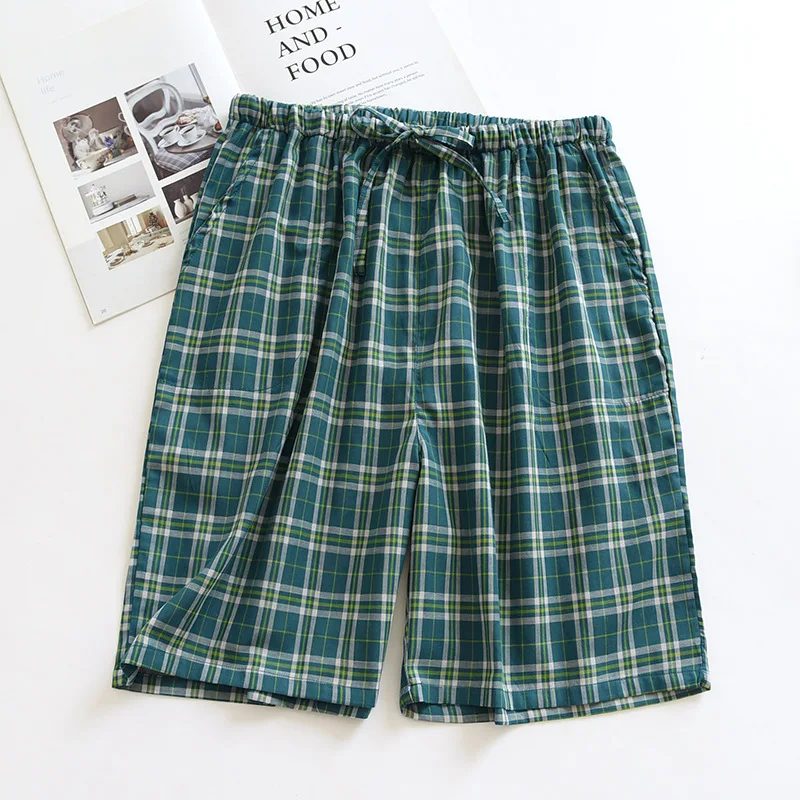 Summer Lounge Shorts Men Pure Cotton Five-point Man Pijama Green Plaid Style Simple Casual Sleepwear Breathable Sleep Shorts
Summer Lounge Shorts Men Pure Cotton Five-point Man Pijama Green Plaid Style Simple Casual Sleepwear Breathable Sleep Shorts