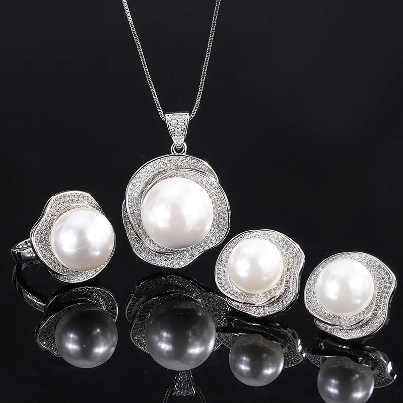 QTT Elegant White Freshwater Pearls Jewelry Set Silver Color Vintage Ring Earring Necklace Chain Evening Party Bridal Accessory
QTT Elegant White Freshwater Pearls Jewelry Set Silver Color Vintage Ring Earring Necklace Chain Evening Party Bridal Accessory