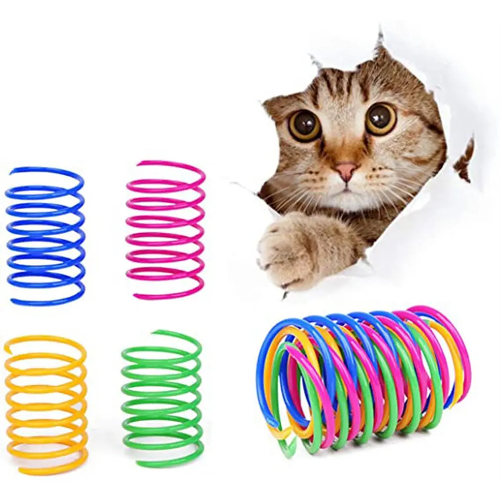 

4pcs Kitten Cat Toys Wide Durable Heavy Gauge Cat Spring Toy Colorful Springs Cat Pet Toy Coil Spiral Springs Pet Intera