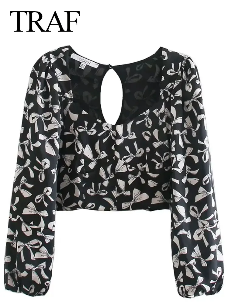 Женская блузка с бантом, квадратным вырезом и длинным рукавом
Женская блузка с бантом, квадратным вырезом и длинным рукавом