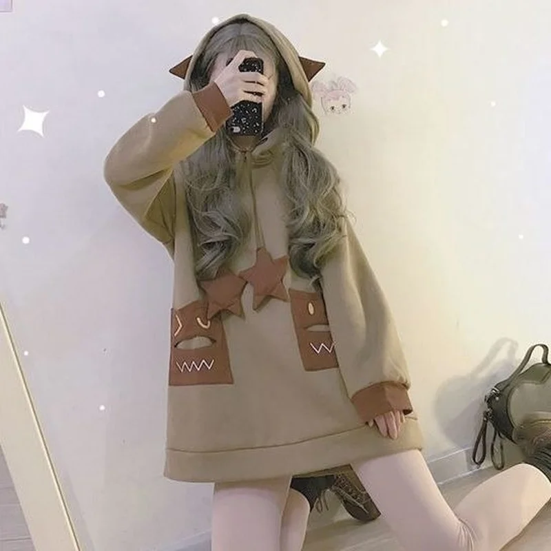 Kawaii Ears Hoodies Soft Girl Plus Velvet Autumn Winter Warm Japanese Harajuku Oversized Sweatshirt Cute Tops 2022 Female
Kawaii Ears Hoodies Soft Girl Plus Velvet Autumn Winter Warm Japanese Harajuku Oversized Sweatshirt Cute Tops 2022 Female