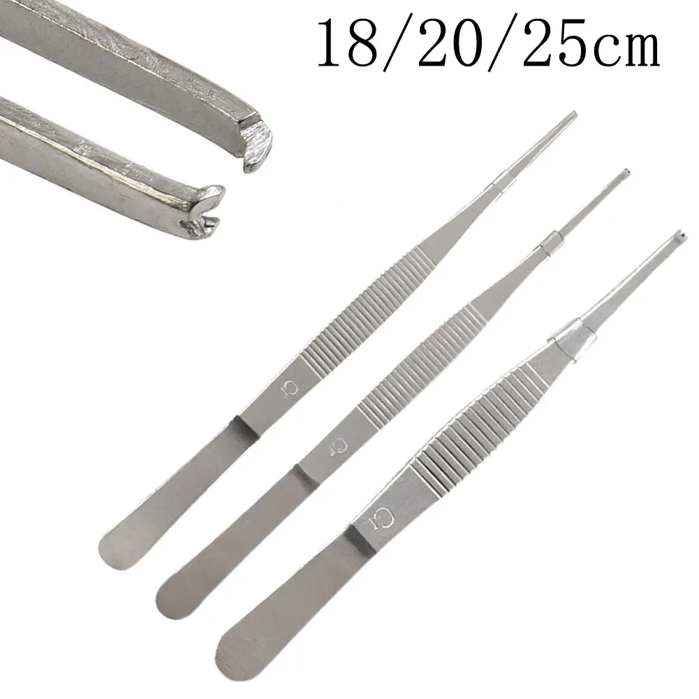

1pc Tweezers 18/20/25cm Stainless Steel Toothed Tweezers For Suture Manipulate Needles Hold Hand Tools Tweezer