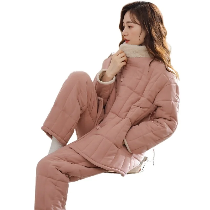 New Winter Ladies Three-layer Thick Jacket Warm Flange Pajamas Set Female Winter Vendor Homes
New Winter Ladies Three-layer Thick Jacket Warm Flange Pajamas Set Female Winter Vendor Homes