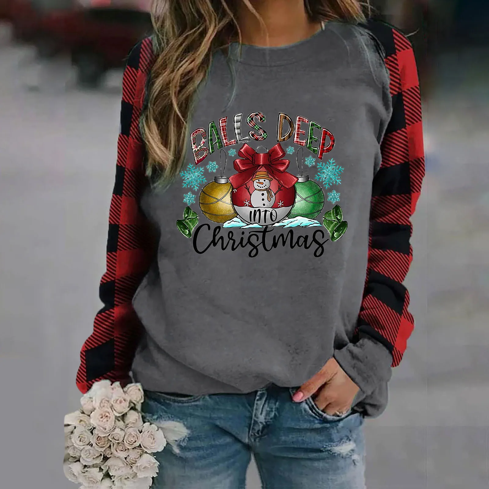 Women Christmas Printing Sweatshirt Top Plaid Long Sleeved Sweatshirt Full Fall Graphic Sweaters College Sweatshirts Women
Women Christmas Printing Sweatshirt Top Plaid Long Sleeved Sweatshirt Full Fall Graphic Sweaters College Sweatshirts Women