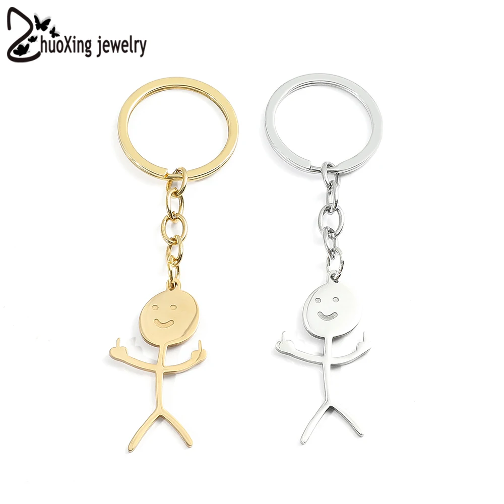 Funny Middle Finger Stickman Keychain Cute Trend Titanium Steel School Bag Car Key Pendant Couple New Trinket Gift Keyrings
Funny Middle Finger Stickman Keychain Cute Trend Titanium Steel School Bag Car Key Pendant Couple New Trinket Gift Keyrings