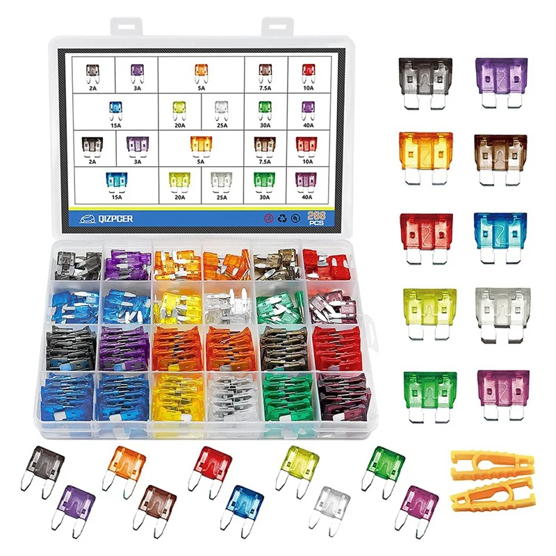 266PCS Car Fuse Plug Fuse Splitter Standard Fuse Holder Fuse Kit (2A3A5A7.5A10A15A20A 25A30A 40A ) for Car/Boat/Truck/RV
266PCS Car Fuse Plug Fuse Splitter Standard Fuse Holder Fuse Kit (2A3A5A7.5A10A15A20A 25A30A 40A ) for Car/Boat/Truck/RV