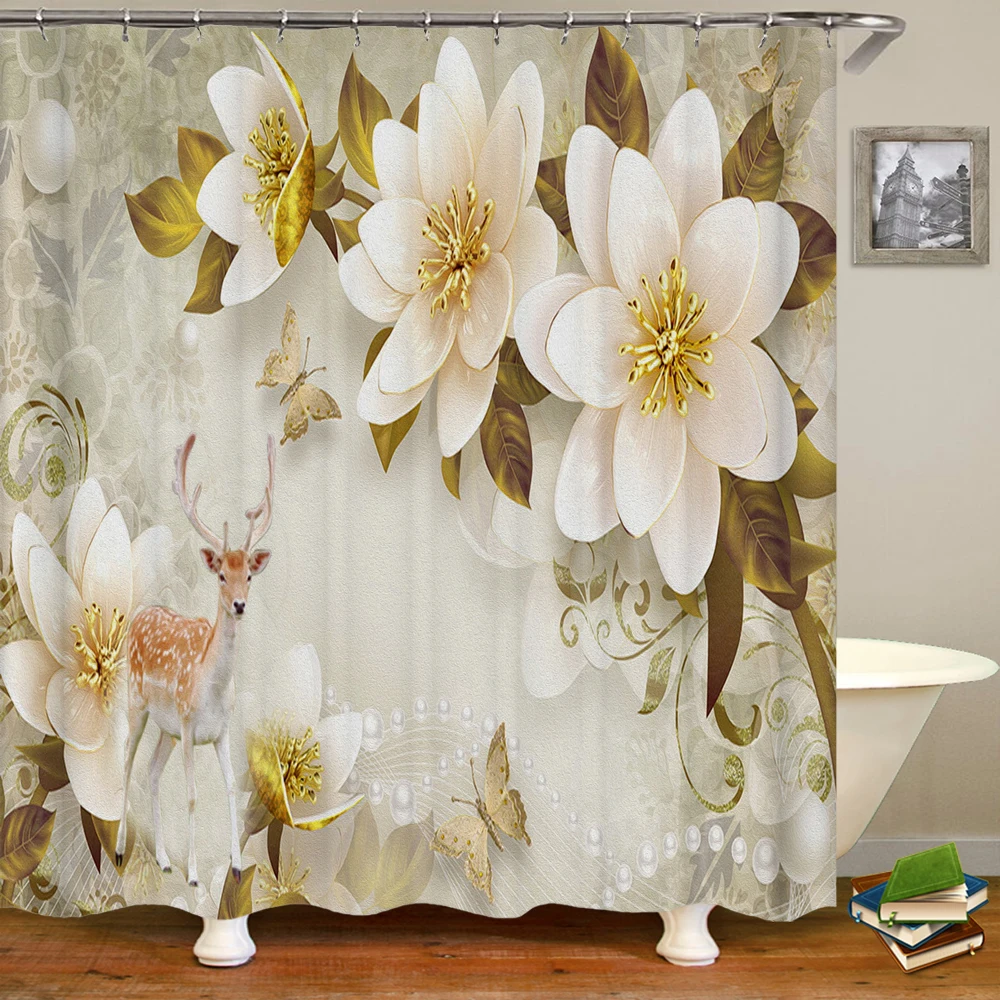 3D European Beautiful Flower Printing Shower Curtain Waterproof Polyester Bathroom Curtains Home Decor Bath Curtain with Hooks
3D European Beautiful Flower Printing Shower Curtain Waterproof Polyester Bathroom Curtains Home Decor Bath Curtain with Hooks