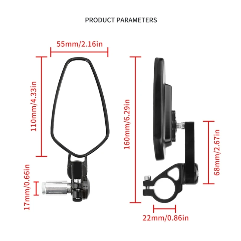 X7JF Motorbike Handlebar End Mirror Aluminum Alloy Motorbike Side Rearview Mirrors Compatible for for 13-19mm Handle Hole
X7JF Motorbike Handlebar End Mirror Aluminum Alloy Motorbike Side Rearview Mirrors Compatible for for 13-19mm Handle Hole