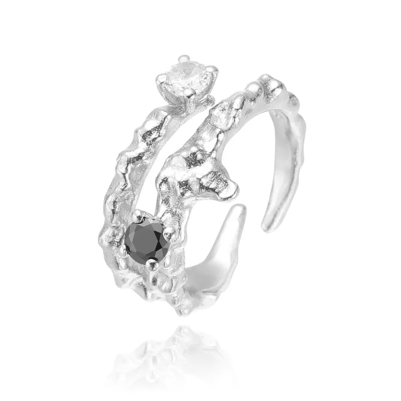 Sterling silver Korean ring niche design lava irregular black zircon ring temperament all-match open ring
Sterling silver Korean ring niche design lava irregular black zircon ring temperament all-match open ring