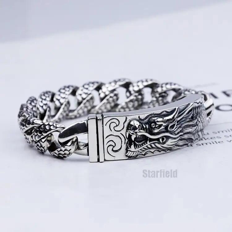 S925 silver men's bracelet lovers traditional dragon grain bolt bracelet male Thai silver ancient celebrity
S925 silver men's bracelet lovers traditional dragon grain bolt bracelet male Thai silver ancient celebrity
