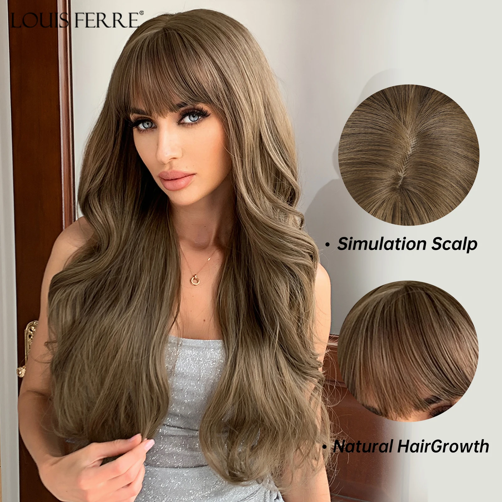LOUIS FERRE Long Light Brown Synthetic Wigs for Women Brown Curly Wig With Bangs Heat Resistant Fiber Hair for Daily Use Cosplay 
LOUIS FERRE Long Light Brown Synthetic Wigs for Women Brown Curly Wig With Bangs Heat Resistant Fiber Hair for Daily Use Cosplay