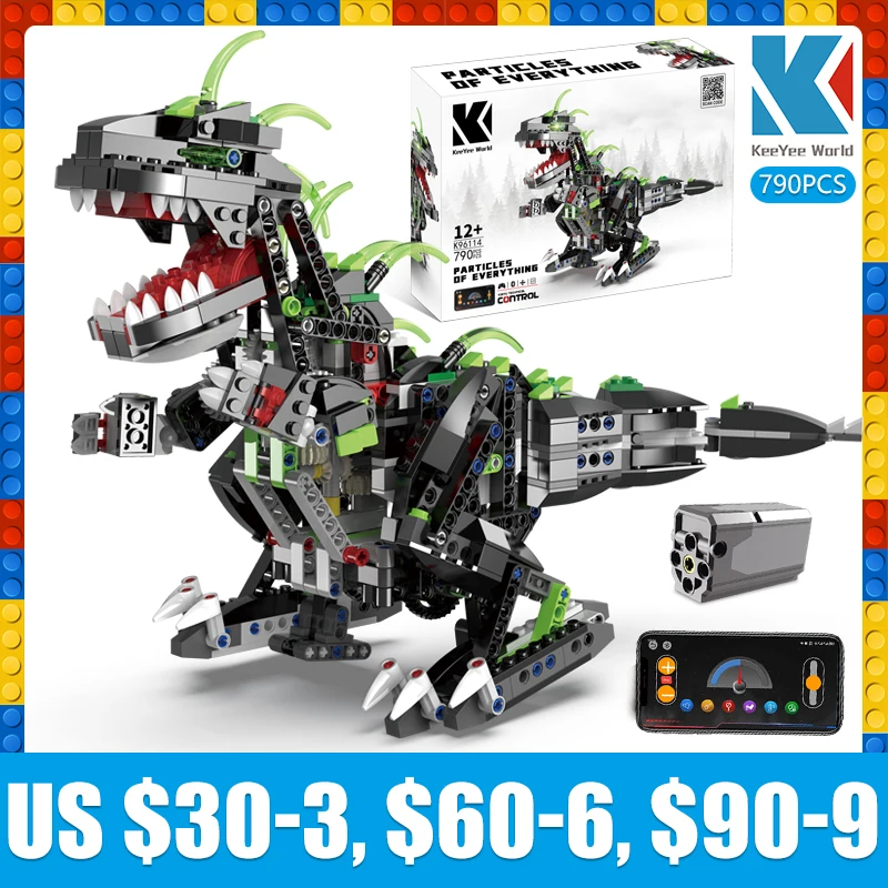 

Technical Jurassic World K96114 Dinosaur APP Remote Control Bricks Building Blocks Program Moc Toys For Children Kids Gift Sets