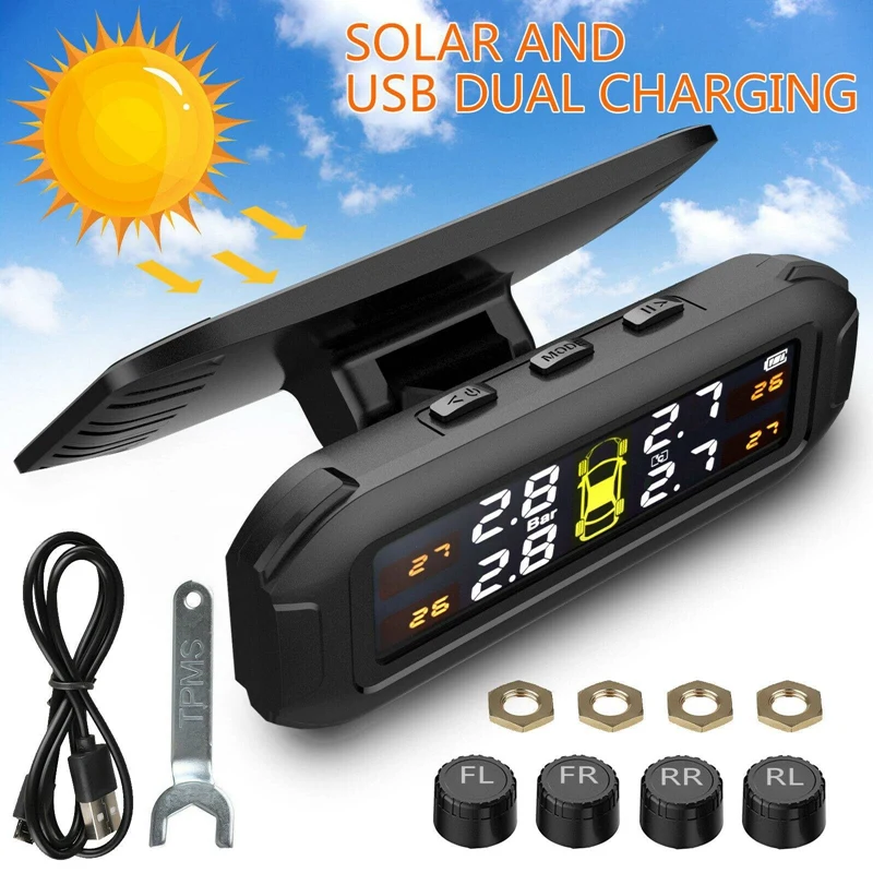 TPMS Solar Tire Pressure Sensor Monitoring System Tyre External Sensors Car TMPS
TPMS Solar Tire Pressure Sensor Monitoring System Tyre External Sensors Car TMPS