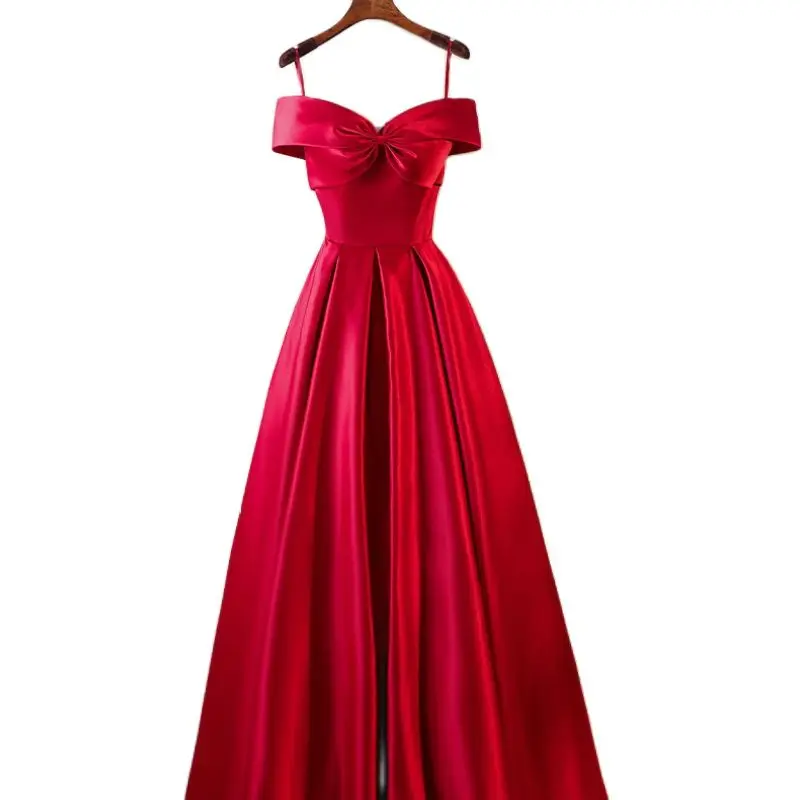 Wine Red Satin Dresses Boat Neck Long Dress Sexy Girl Prom Vestido Princess Evening Formal Gown Female Lace Up Back Party Robe
Wine Red Satin Dresses Boat Neck Long Dress Sexy Girl Prom Vestido Princess Evening Formal Gown Female Lace Up Back Party Robe