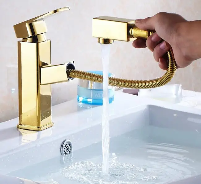 

Vidric Deck mounted Golden finish pull out kitchen & bathroom Faucet basin mixer tap sink faucets washbasin taps