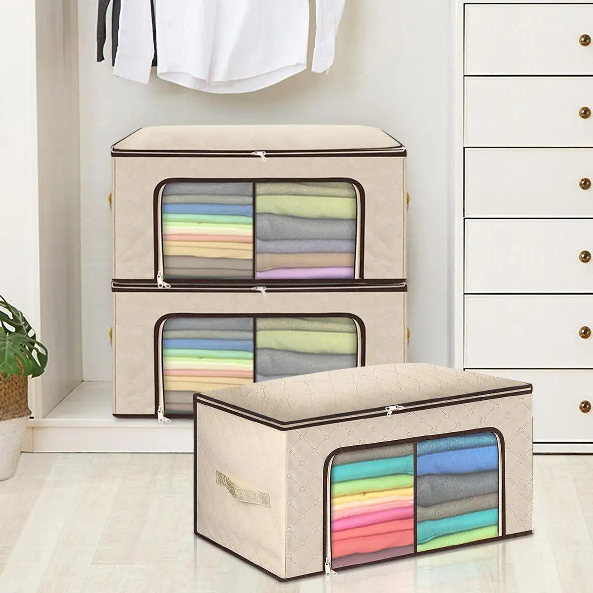 2/3Pcs Folding Storage Bag For Clothes Blanket Portable Moisture Proof Pillow Quilt Storage Under Bed Box Wardrobe Organizer
2/3Pcs Folding Storage Bag For Clothes Blanket Portable Moisture Proof Pillow Quilt Storage Under Bed Box Wardrobe Organizer