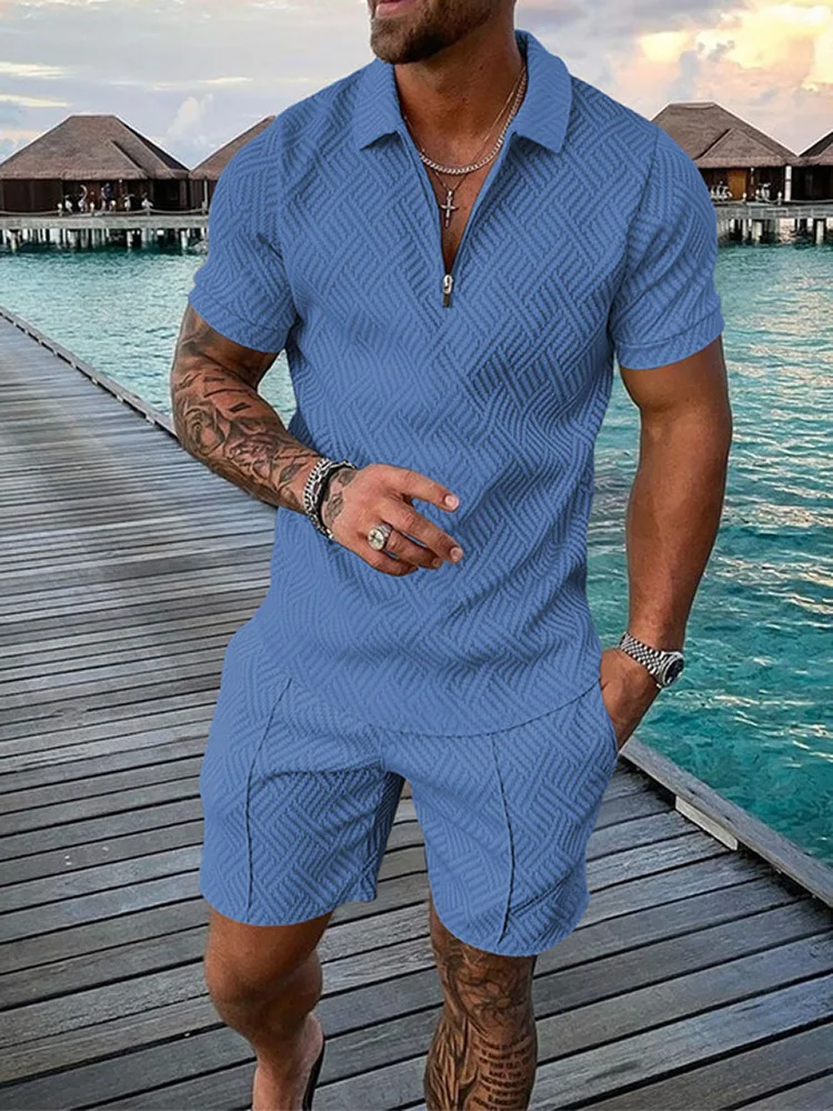Men's Tracksuit Cotton Solid Color Short Sleeve Zipper Polo Shirt&Shorts Set for Men Casual Streetwear 2-piece Suit Man Clothing
Men's Tracksuit Cotton Solid Color Short Sleeve Zipper Polo Shirt&Shorts Set for Men Casual Streetwear 2-piece Suit Man Clothing