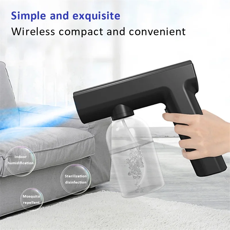 300ML Hand-held Atomizer Disinfection Spray Gun Alcohol Atomizer Blue Light Handheld Nano Household Automatic Air Sterilizer
300ML Hand-held Atomizer Disinfection Spray Gun Alcohol Atomizer Blue Light Handheld Nano Household Automatic Air Sterilizer