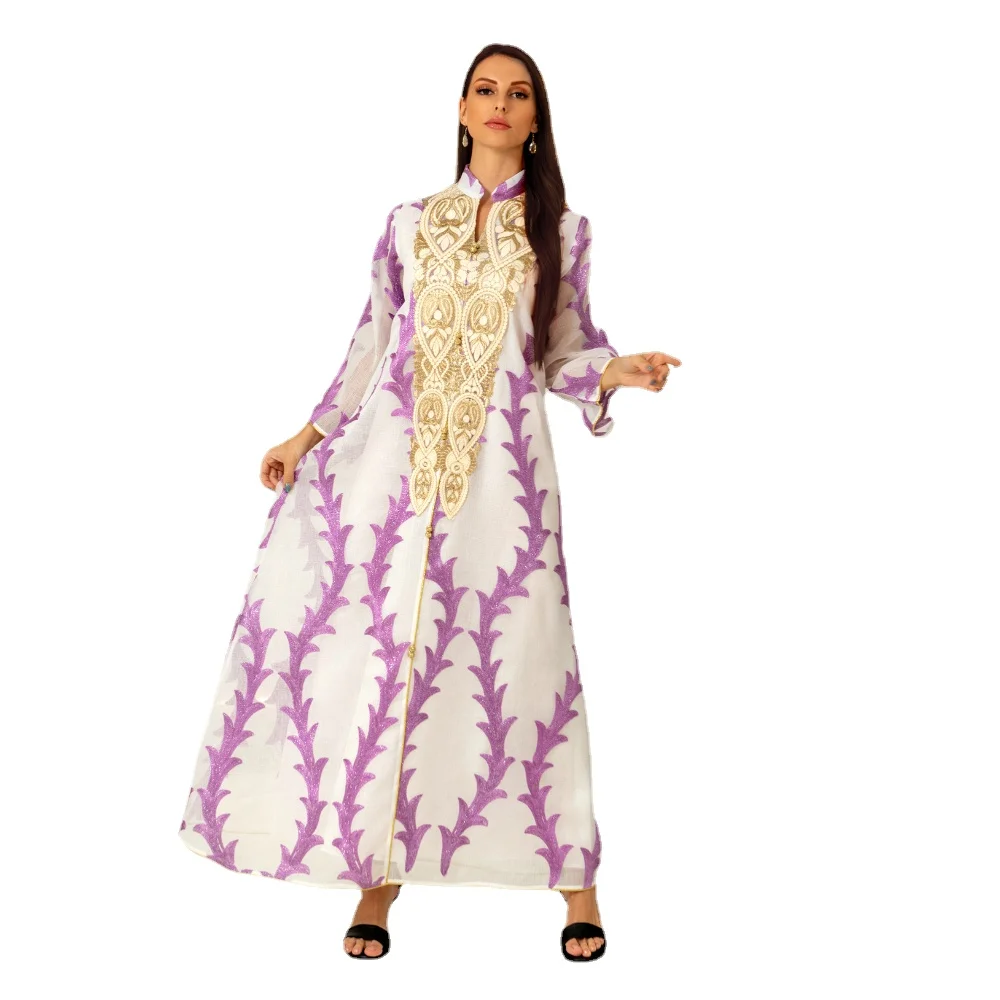 Белое кружевное платье с длинным рукавом и воротником-стойкой, весна-лето, женское элегантное шифоновое платье с фиолетовой вышивкой
Белое кружевное платье с длинным рукавом и воротником-стойкой, весна-лето, женское элегантное шифоновое платье с фиолетовой вышивкой