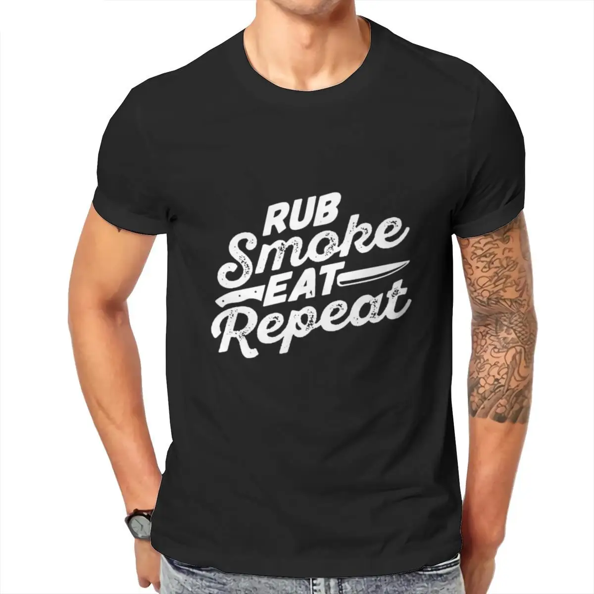 

Wholesale RUB SMOKE EAT REPEAT bbq grilling smoking meat coo Mens T-Shirt Games New Female Aesthetic 105391