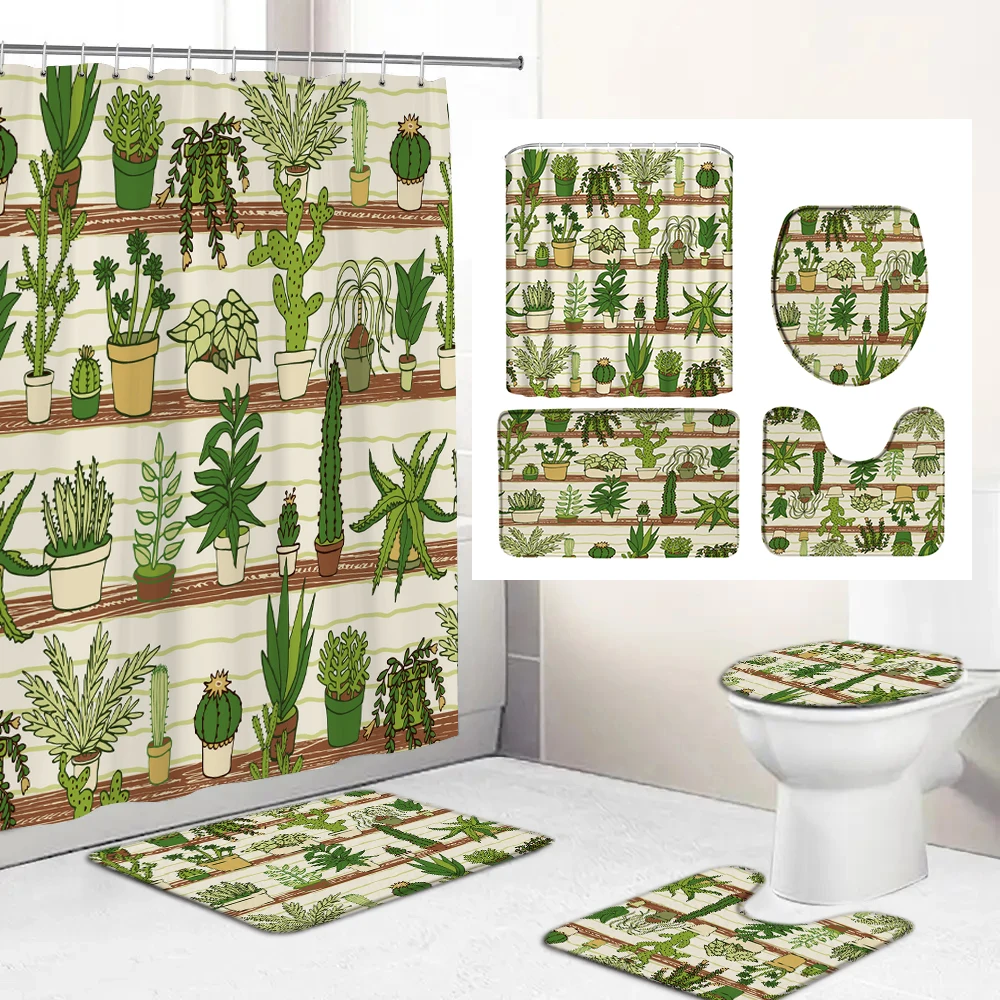180*180cm Shower Curtain Tropical Plant Cactus Bathroom Curtains Set Bath Mats Rugs Toilet Lid Cover Anti-slip Pedestal Carpet
180*180cm Shower Curtain Tropical Plant Cactus Bathroom Curtains Set Bath Mats Rugs Toilet Lid Cover Anti-slip Pedestal Carpet
