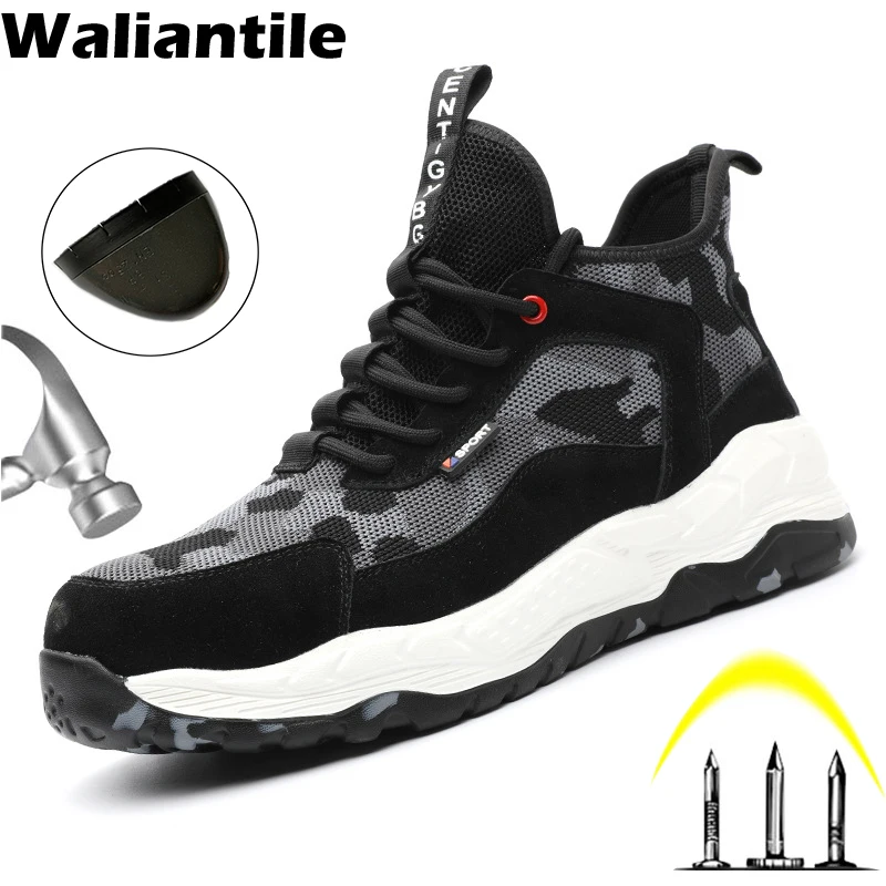 Новые камуфляжные черные рабочие ботинки Waliantile для мужчин, защитные ботинки со стальным носком, мужские непробиваемые защитные кроссовки
Новые камуфляжные черные рабочие ботинки Waliantile для мужчин, защитные ботинки со стальным носком, мужские непробиваемые защитные кроссовки