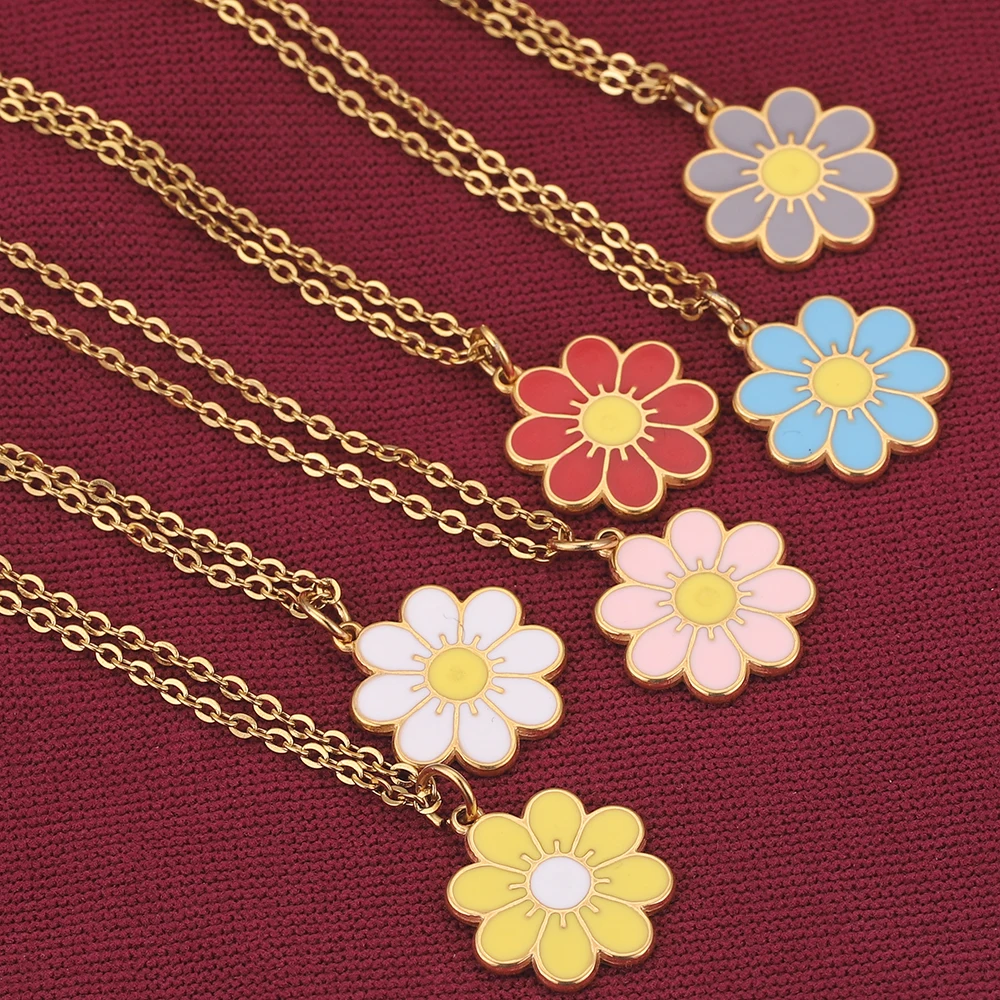 Gold-Plate Stainless Steel Enamel Flower Charm Chain Colorful 18K Necklace Pendant for Women Jewelry gift
Gold-Plate Stainless Steel Enamel Flower Charm Chain Colorful 18K Necklace Pendant for Women Jewelry gift