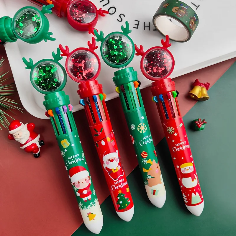 

B-SHAMO Kawaii Christmas Ballpoint Pen 10 Color Chunky Pens for Writing School Office Supply Gift Stationery Papelaria Escolar