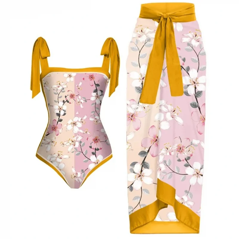 Retro Printed Ruffle Edge Swimsuit One Piece With Skirt Slim Bikini Suit Slash Neck Backless Swimwear Women Holiday Beach Dress
Retro Printed Ruffle Edge Swimsuit One Piece With Skirt Slim Bikini Suit Slash Neck Backless Swimwear Women Holiday Beach Dress