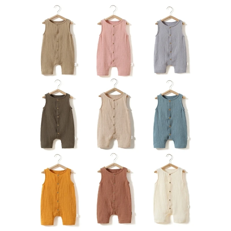 Baby Outfit Sleeveless One-Piece Romper Summer Clothing Pilling Resistant 0-12M Infant Solid Color Hip Wrap Jumpsuits Wholesale
Baby Outfit Sleeveless One-Piece Romper Summer Clothing Pilling Resistant 0-12M Infant Solid Color Hip Wrap Jumpsuits Wholesale