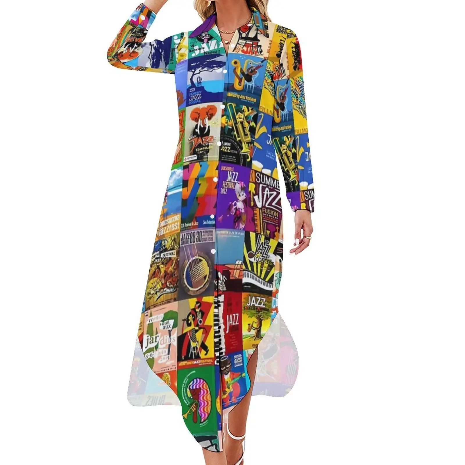 Collage of Jazz Festivals Chiffon Dress Music Band Print Elegant Dresses Street Fashion Casual Dress Sexy Clothes Big Size 6XL
Collage of Jazz Festivals Chiffon Dress Music Band Print Elegant Dresses Street Fashion Casual Dress Sexy Clothes Big Size 6XL