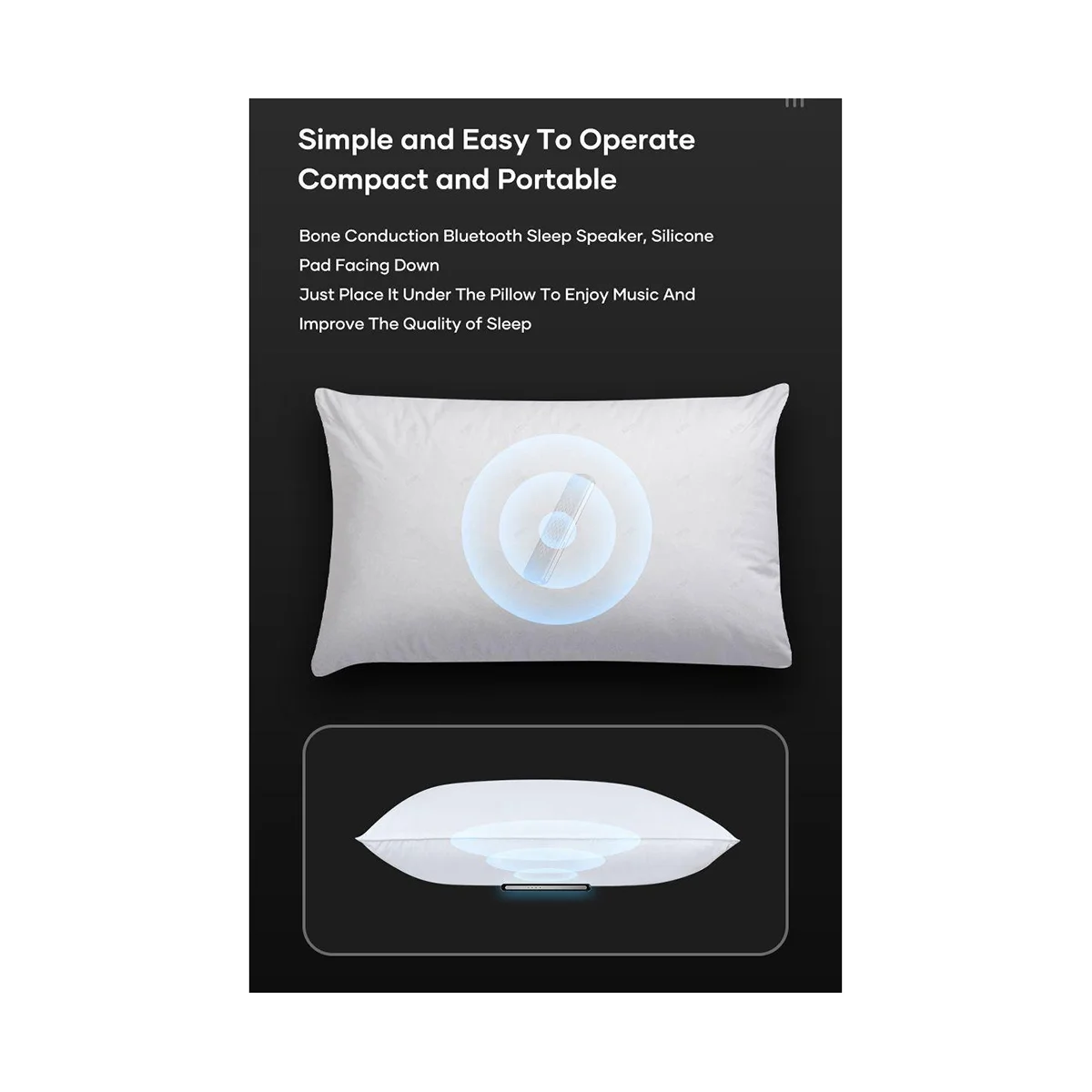 Bone Conduction Bluetooth Music Box Wireless Portable Speaker Stereo Bass Under Pillow Improve Sleep Travel(White)
Bone Conduction Bluetooth Music Box Wireless Portable Speaker Stereo Bass Under Pillow Improve Sleep Travel(White)