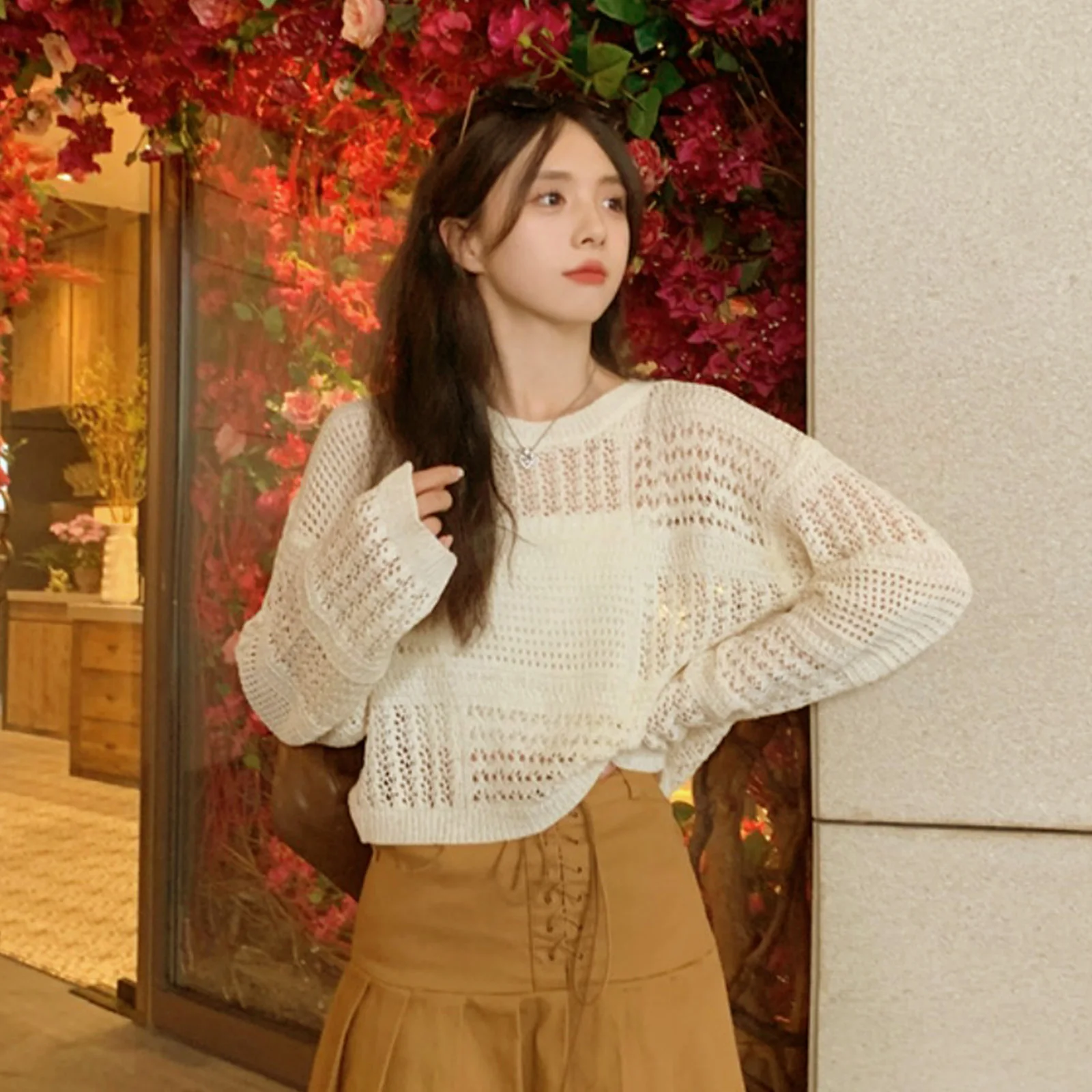 H9ED Ladies O Neck Knit Sweater Long Sleeve Sun Protection Top Cropped Casual Crop Tops Flowy Crochet Ruched Pullover Sweater
H9ED Ladies O Neck Knit Sweater Long Sleeve Sun Protection Top Cropped Casual Crop Tops Flowy Crochet Ruched Pullover Sweater