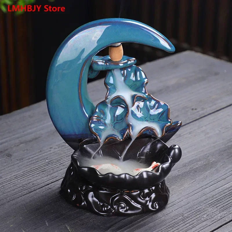 Backflow Incense Burner Ceramic Creative Home Decoration Flowing Water Incense Crafts Full of Both Sides Moon Sandalwood Burner
Backflow Incense Burner Ceramic Creative Home Decoration Flowing Water Incense Crafts Full of Both Sides Moon Sandalwood Burner