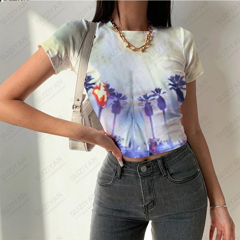 Women's Summer Fashion Short Top 3D Print Coconut Tree Print Short Sleeve T-shirt Women's Round Neck Hawaiian Beach Style Topr
Women's Summer Fashion Short Top 3D Print Coconut Tree Print Short Sleeve T-shirt Women's Round Neck Hawaiian Beach Style Topr