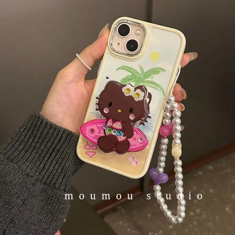 Summer Black Skin Hello Kitty White Case with Phone Holder Beaded Pendant Decoration Iphone 14 Fall Protection Shell Girl Gift
Summer Black Skin Hello Kitty White Case with Phone Holder Beaded Pendant Decoration Iphone 14 Fall Protection Shell Girl Gift