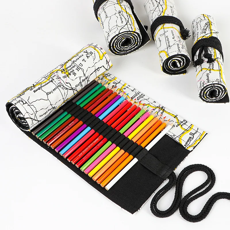 Map Printed Canvas Pen Curtain 12 24 36 48 72 Hole Large Capacity Pencil Roll Bag Color Lead Sketch Stationery Bag for Students
Map Printed Canvas Pen Curtain 12 24 36 48 72 Hole Large Capacity Pencil Roll Bag Color Lead Sketch Stationery Bag for Students