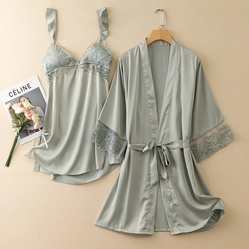 Кружевная ночная рубашка на бретелях-спагетти, летний костюм из 2 предметов, сексуальная ночная рубашка, домашняя одежда с V-образным вырезом 
Кружевная ночная рубашка на бретелях-спагетти, летний костюм из 2 предметов, сексуальная ночная рубашка, домашняя одежда с V-образным вырезом