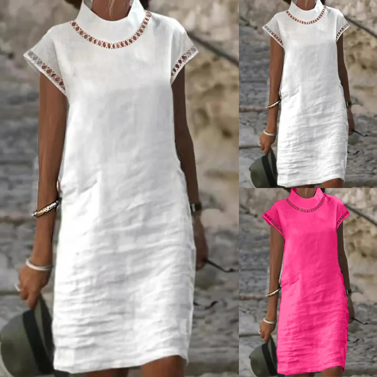 Womens Casual Dresses Long Sleeve Boho Sundress For Women Summer Cotton Linen Dress Short Sleeve Lace V Neck Max Dress for Women
Womens Casual Dresses Long Sleeve Boho Sundress For Women Summer Cotton Linen Dress Short Sleeve Lace V Neck Max Dress for Women