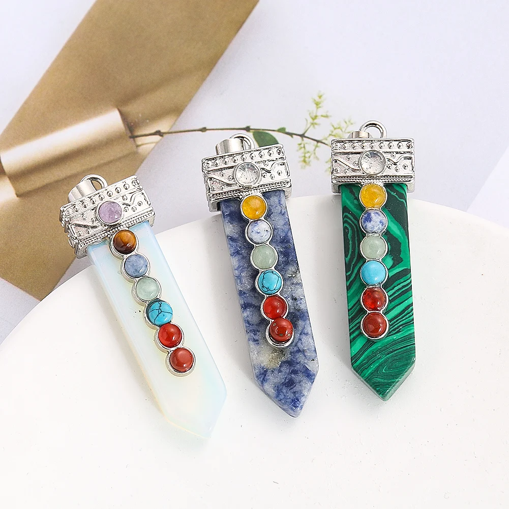 Natural Crystal Stone Pendant Obelisk Sword Shaped 7 Chakra Beads Charms for Jewelry Making DIY Necklace Accessories Wholesale
Natural Crystal Stone Pendant Obelisk Sword Shaped 7 Chakra Beads Charms for Jewelry Making DIY Necklace Accessories Wholesale