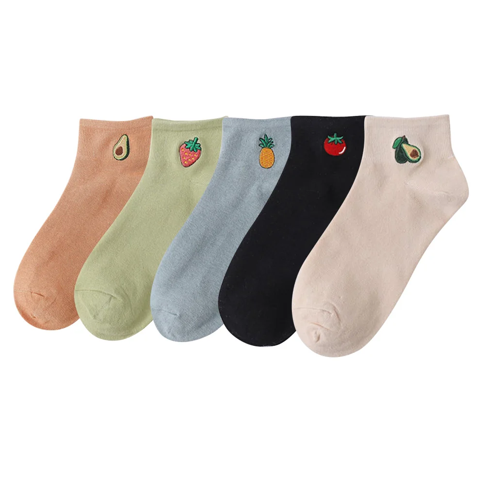 5 Pairs Embroidery Fruit Pattern Creative Ankle Socks Comfortable Cotton Socks Low Cut Socks for Women Girls Ladies
5 Pairs Embroidery Fruit Pattern Creative Ankle Socks Comfortable Cotton Socks Low Cut Socks for Women Girls Ladies