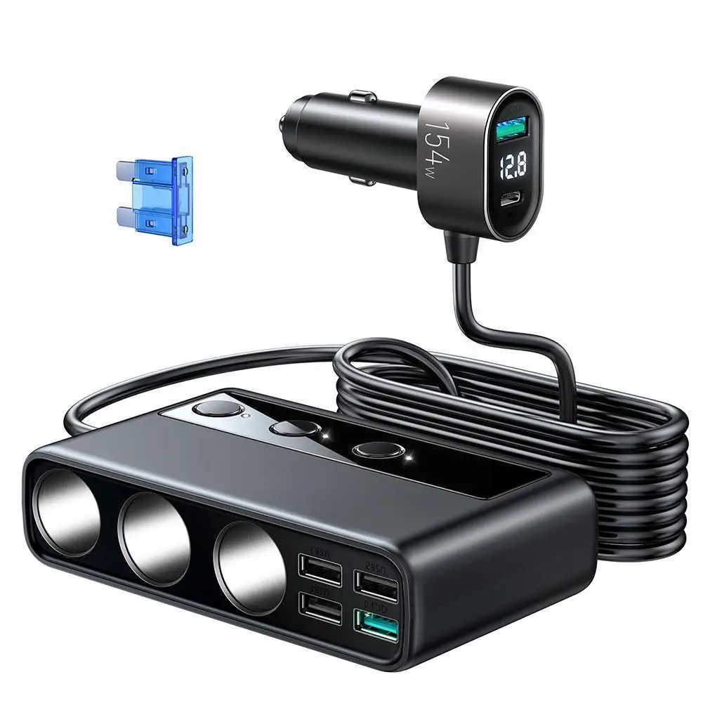 154W 9 In 1 Car Charger Adapter Cigarette Lighter Splitter Fast 12V/24V Charging USB Switches Socket Independent M2A1
154W 9 In 1 Car Charger Adapter Cigarette Lighter Splitter Fast 12V/24V Charging USB Switches Socket Independent M2A1