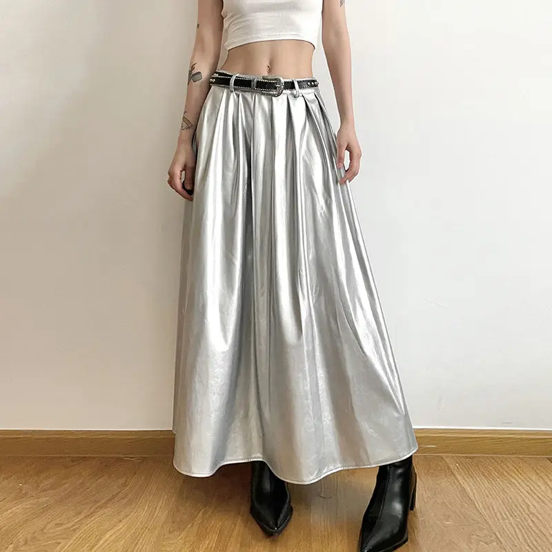 Solid Silver Leather Maxi Skirts Midi Long Skirt 2023 y2k women grunge fashion gothic clothing summer vintage harajuku hippie 
Solid Silver Leather Maxi Skirts Midi Long Skirt 2023 y2k women grunge fashion gothic clothing summer vintage harajuku hippie